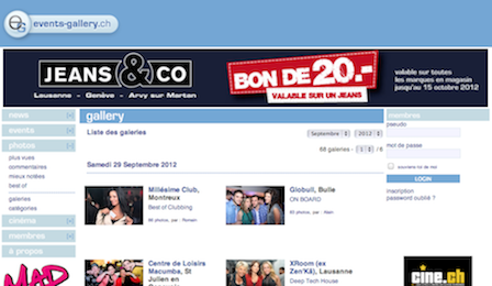 Screenshot of Events-Gallery.ch